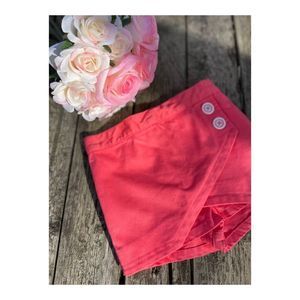 50s Style Pink Wrap Skort White Contrast Buttons Sz 24 Months